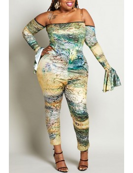 Lovely Trendy Flounce Design Multicolor Plus Size One-piece Jumpsuit