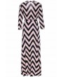 Lovely Casual V Neck Striped Printed Floor Length Plus Size Dress