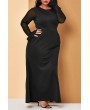 Lovely Casual Patchwork Black Floor Length Plus Size Dress