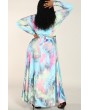Lovely Casual V Neck Printed Multicolor Floor Length Plus Size Dress