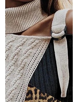 Lovely Casual Turtleneck Patchwork Black Sweater