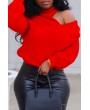 Lovely Casual Cross-over Design Red Sweater