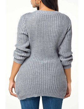 Lovely Trendy Bandage Design Grey Sweater