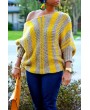 Lovely Casual Striped Loose Yellow Sweater