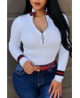 Lovely Casual Bust Zippers White Sweaters