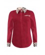 Lovely Casual Patchwork Bright Red Cotton Shirts