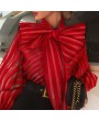 Lovely Chic Striped Bow-Tie Red Blouse