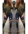 Lovely Casual Printed Army Green T-shirt