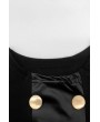 Lovely Casual Buttons Design Black T-shirt