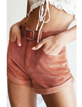 Lovely Casual Mid Waist Brick-red Shorts