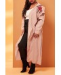 Lovely Casual Rose Pink Plus Size Coat
