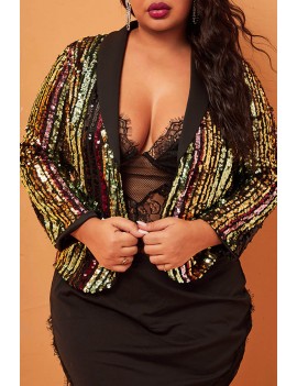 Lovely Sexy Patchwork Multicolor Plus Size Coat