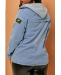 Lovely Casual Hooded Collar Baby Blue Plus Size Coat