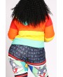 Lovely Leisure Winter Hooded Collar Striped Multicolor Plus Size Coat