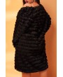Lovely Casual Ruffle Design Pitch-black Plus Size Coat