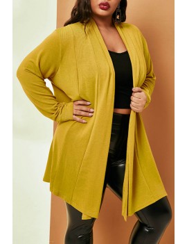 Lovely Trendy Loose Yellow Plus Size Coat