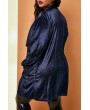 Lovely Casual Pocket Patched Navy Blue Plus Size Blazer