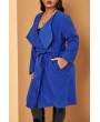 Lovely Casual Loose Blue Plus Size Coat