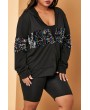 Lovely Casual Sequined Black Plus Size Coat