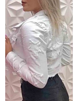 Lovely Casual Crop Top White Coat