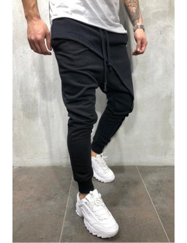 Lovely Casual Drawstring Patchwork Black Pants