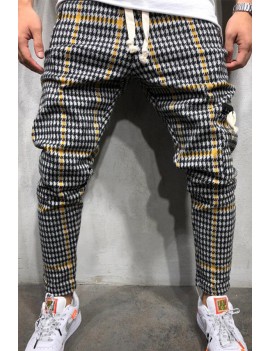 Lovely Casual Plaid Ptinted Yellow Pants
