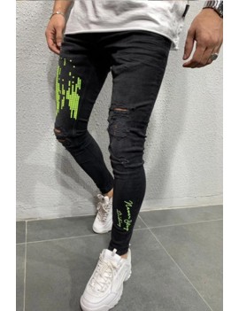 Lovely Casual Broken Holes Green Jeans
