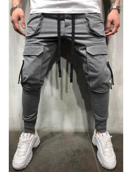 Lovely Casual Pocket Grey Pants