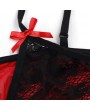 Women Sexy Shoulder Strap Bowknot Plus Size Babydoll Lingeries Sleepdress - Red Xl