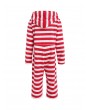 Family Christmas Stripe Hooded Jumpsuit Pajama - Red Dad S