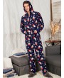 Santa Claus Printed Matching Family Christmas Pajama Sets - Purplish Blue Kid 13t