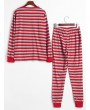 Christmas Striped Print Family Pajamas Set - Red Kid 5t