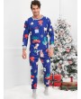 Christmas Cartoon Animal Print Family Pajama Sets - Blue Mom S