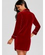 Velvet Long Sleepwear Shirt - Wine Red L