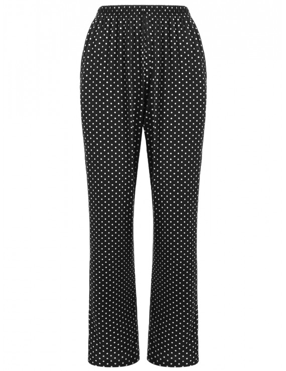 Sleepwear Polka Dot Print Pants - Black M