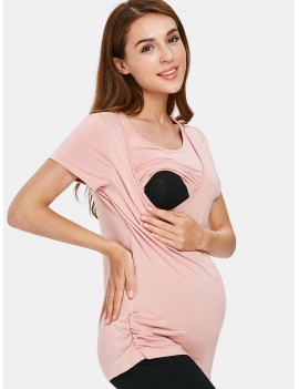 Short Sleeve Maternity Sleep Top - Light Pink S