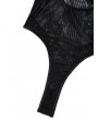 See Through Lace Plunge Thong Bodysuit - Black L