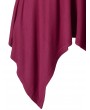 Plus Size Lace Up Handkerchief Dress - Red Wine L