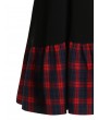 Plus Size Long Sleeves Checked Drop Waist Spliced Dress - Black L