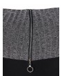 Plus Size Knitted Insert Zip Off Shoulder Dress - Black 2x