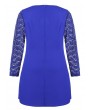 Plus Size Lace Insert Modest Dress - Blue 2x