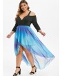 Plus Size Cold Shoulder Ombre Mermaid Dress - Black L