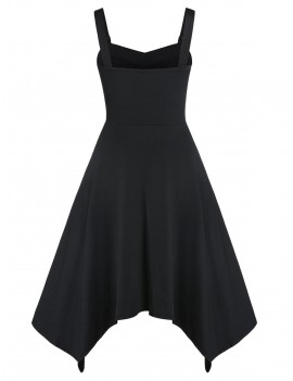 Plus Size Asymmetrical Sequined Solid Dress - Black 1x