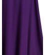 Plus Size Frilled Off Shoulder Dress and Lace Up Waistcoat Set - Purple L