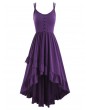 Buttoned Flounces High Low Plus Size Dress - Purple L