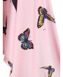 Plus Size Butterfly Print Cold Shoulder Hanky Hem Dress - Light Pink L