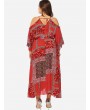 Plus Size Floral Print Tied Bohemian Maxi Dress - Multi-a 2x