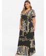 Plus Size Tribal Print Belt Maxi Dress - Black 3x