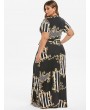 Plus Size Tribal Print Belt Maxi Dress - Black 3x