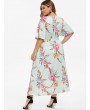 Plus Size Plunging Neckline Floral Print Dress - Multi-a L